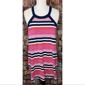 Kate Spade New York Women’s Pink Blue White Stripe Tank Top Bow Detail Cotton